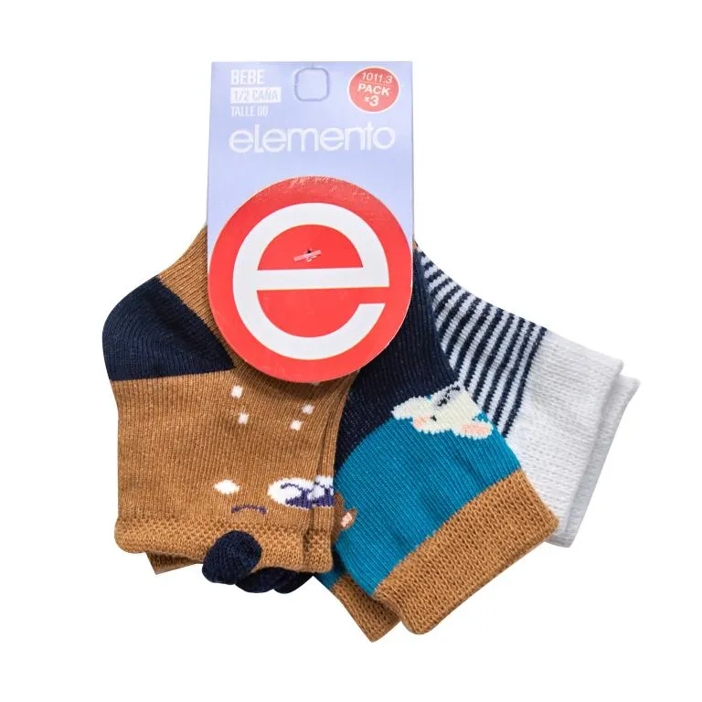 Media bebe Pack x3 T.0 Elemento EL1011.3